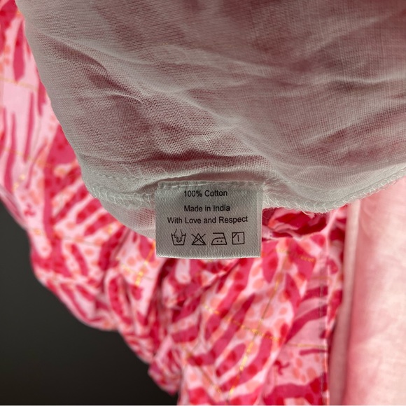 NWT LA PLAGE Wrap Dress Pink Gold Metallic Medium - Picture 5 of 5